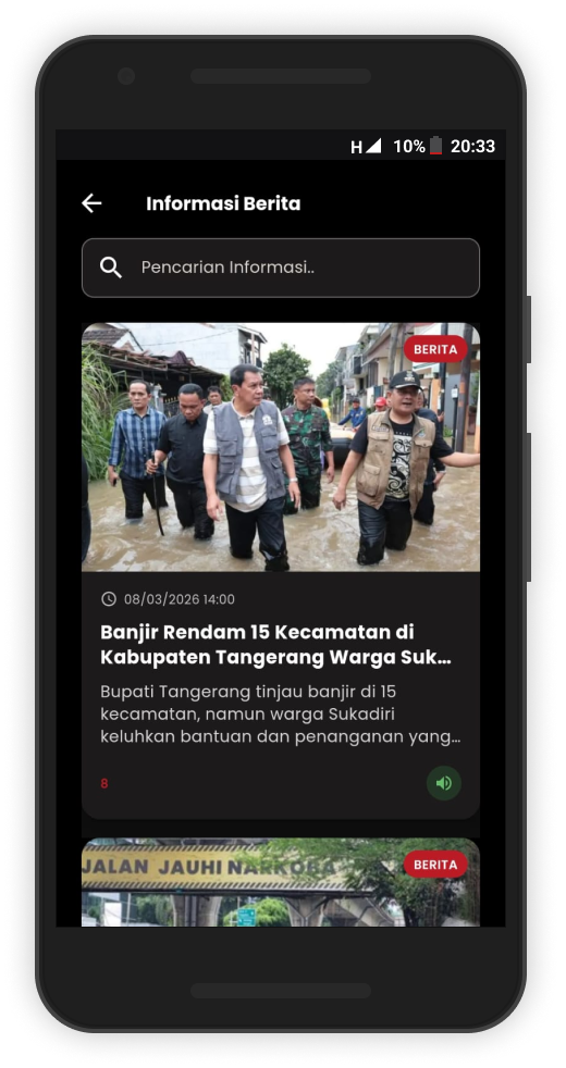 News information feed with disaster headlines